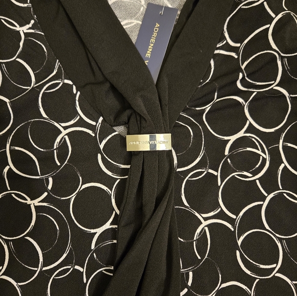 Adrienne Vittadini Sleeveless Scarf Top Size Medium Black & White - Picture 5 of 11